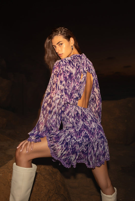 Hemant & Nandita Anum Purple Viscose Dress
