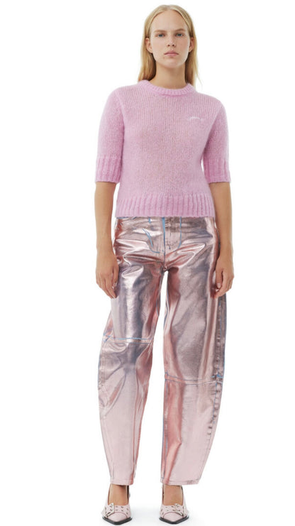 Ganni Lilac Foil Stary JEans