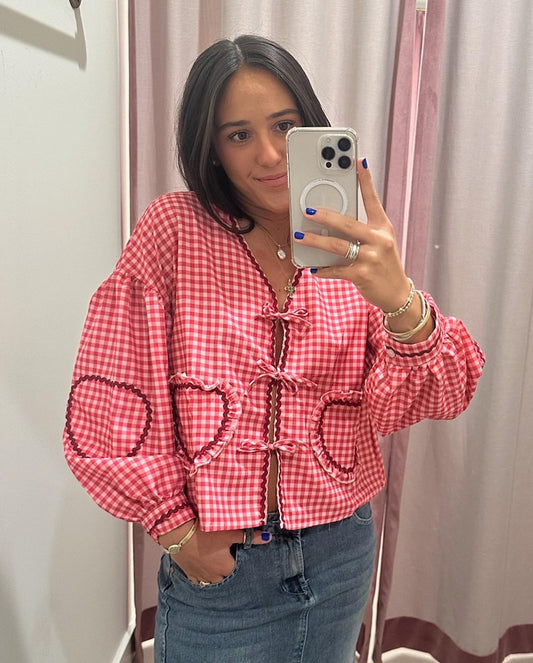 Abbey Plaid Balloon Sleeve Top