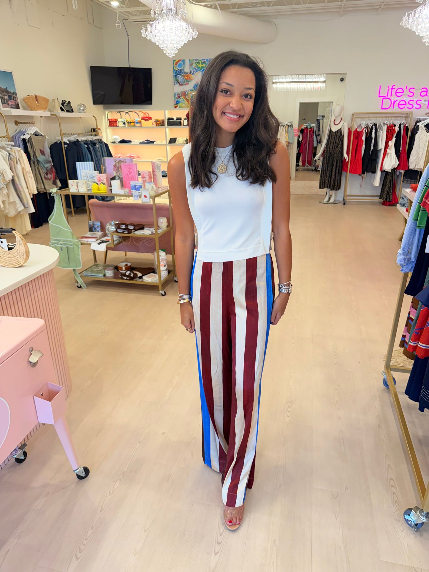 STAUD Stroll Pant - Caffe Stripe