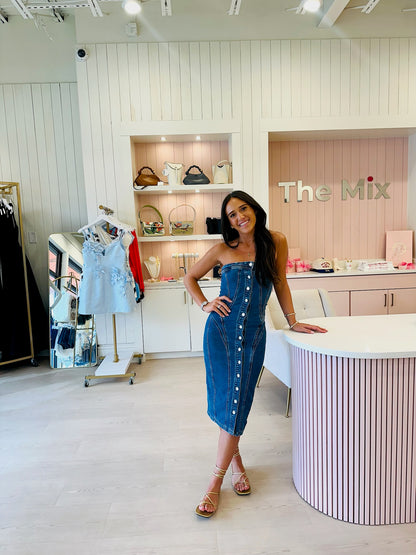 Hudson Strapless Seamed Midi Dress