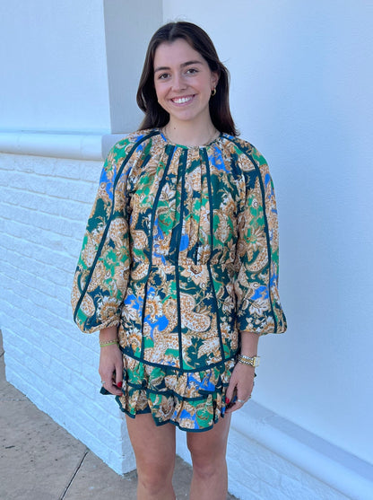 Significant Other Flynn Mini Dress - Teal Paisley