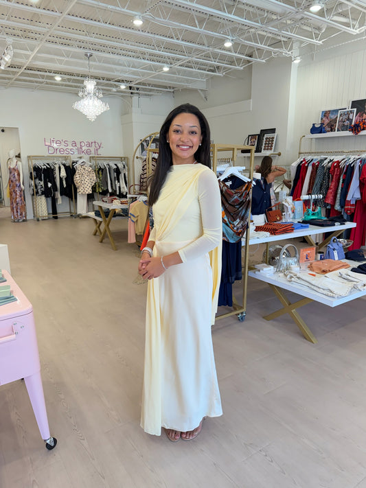 Significant Other Adelaide Long Sleeve Maxi Dress in Vanilla
