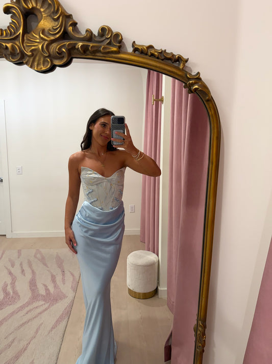 SAU LEE Sandrine Gown in Pale Blue