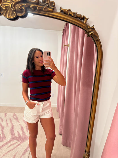 Staud EASY CASHMERE TEE - Crimson