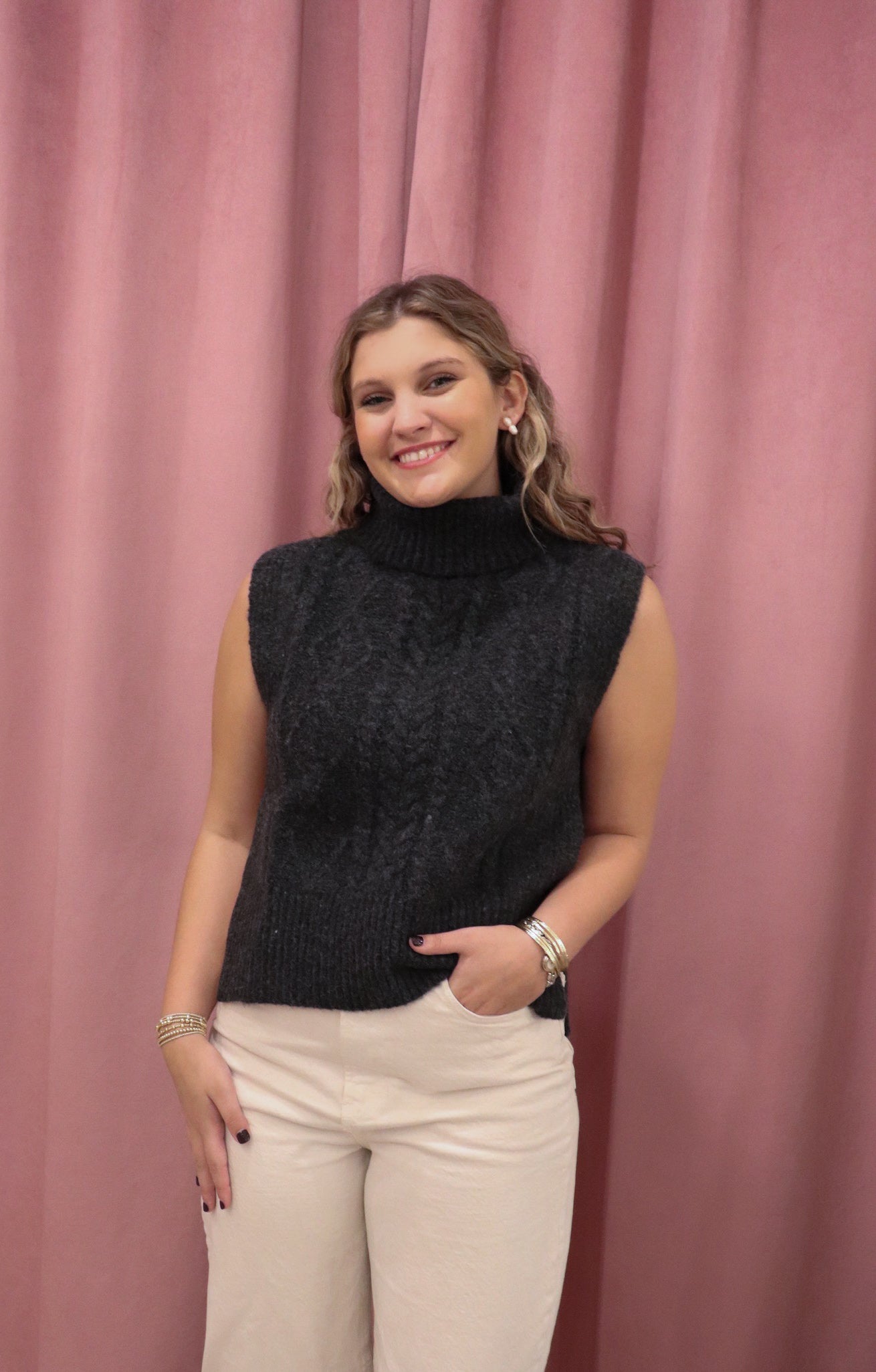 MOON RIVER CHARCOAL SWEATER VEST