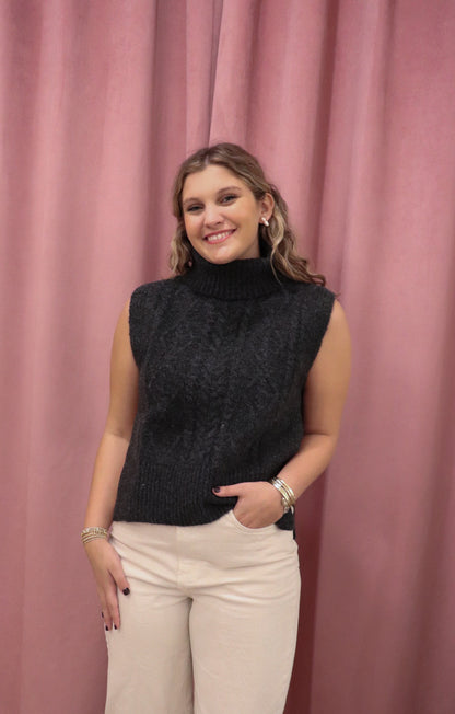 MOON RIVER CHARCOAL SWEATER VEST