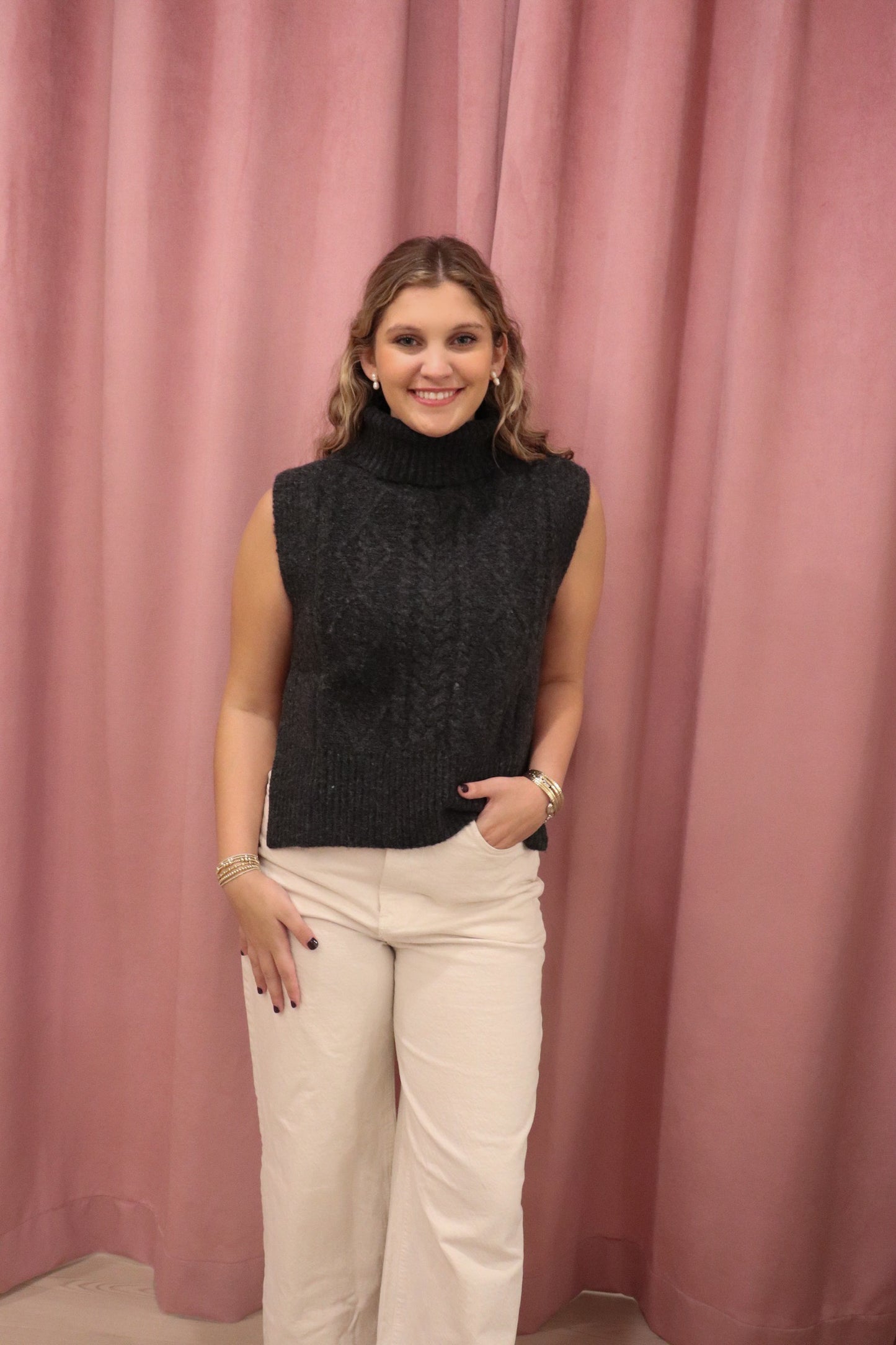 MOON RIVER CHARCOAL SWEATER VEST