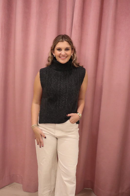 MOON RIVER CHARCOAL SWEATER VEST