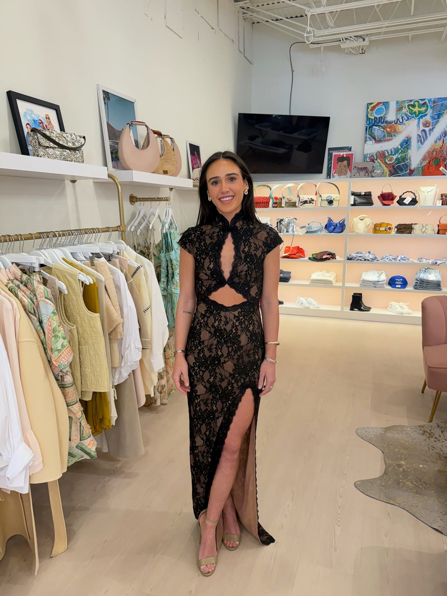 Sau Lee Moira Lace Maxi Dress