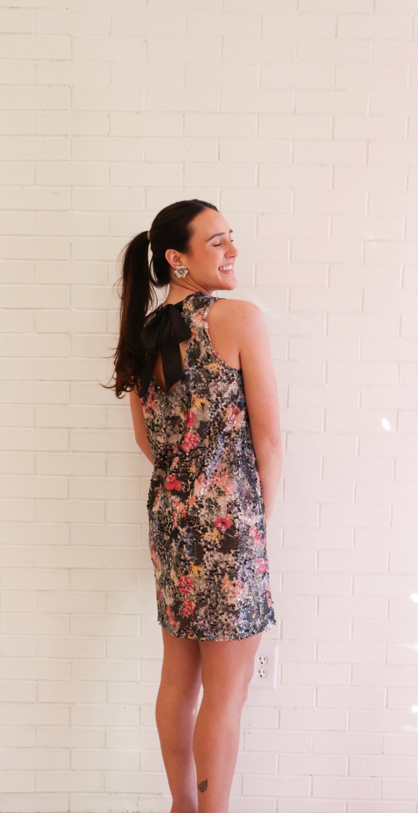 AMANDA UPRICHARD REZA DRESS IN PRINTED SEQUIN
