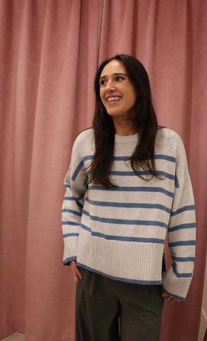 Autumn Cashmere Relaxed Breton Stripe Crew