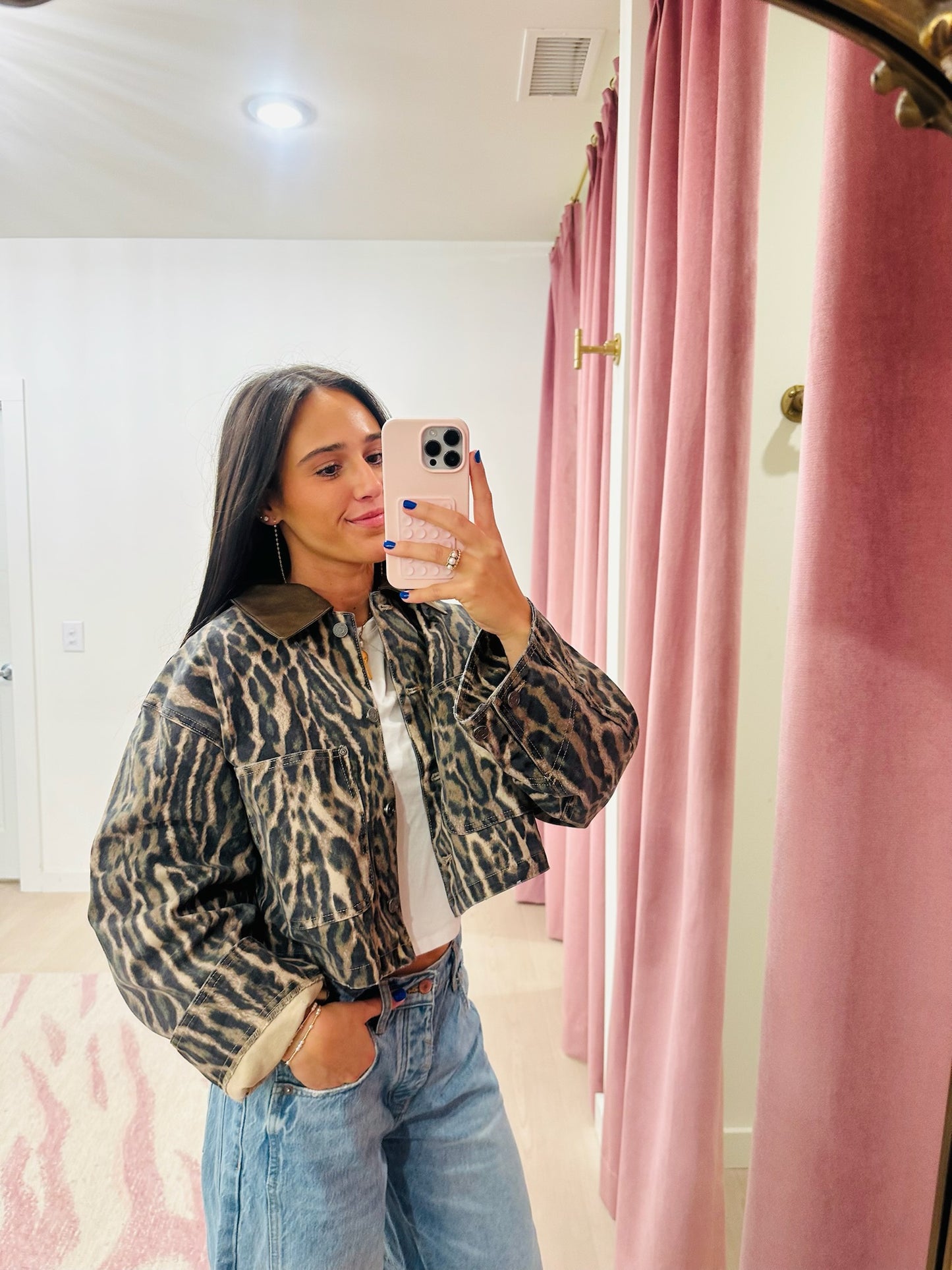 AFRM Wrenley Jacket in Camo Leopard