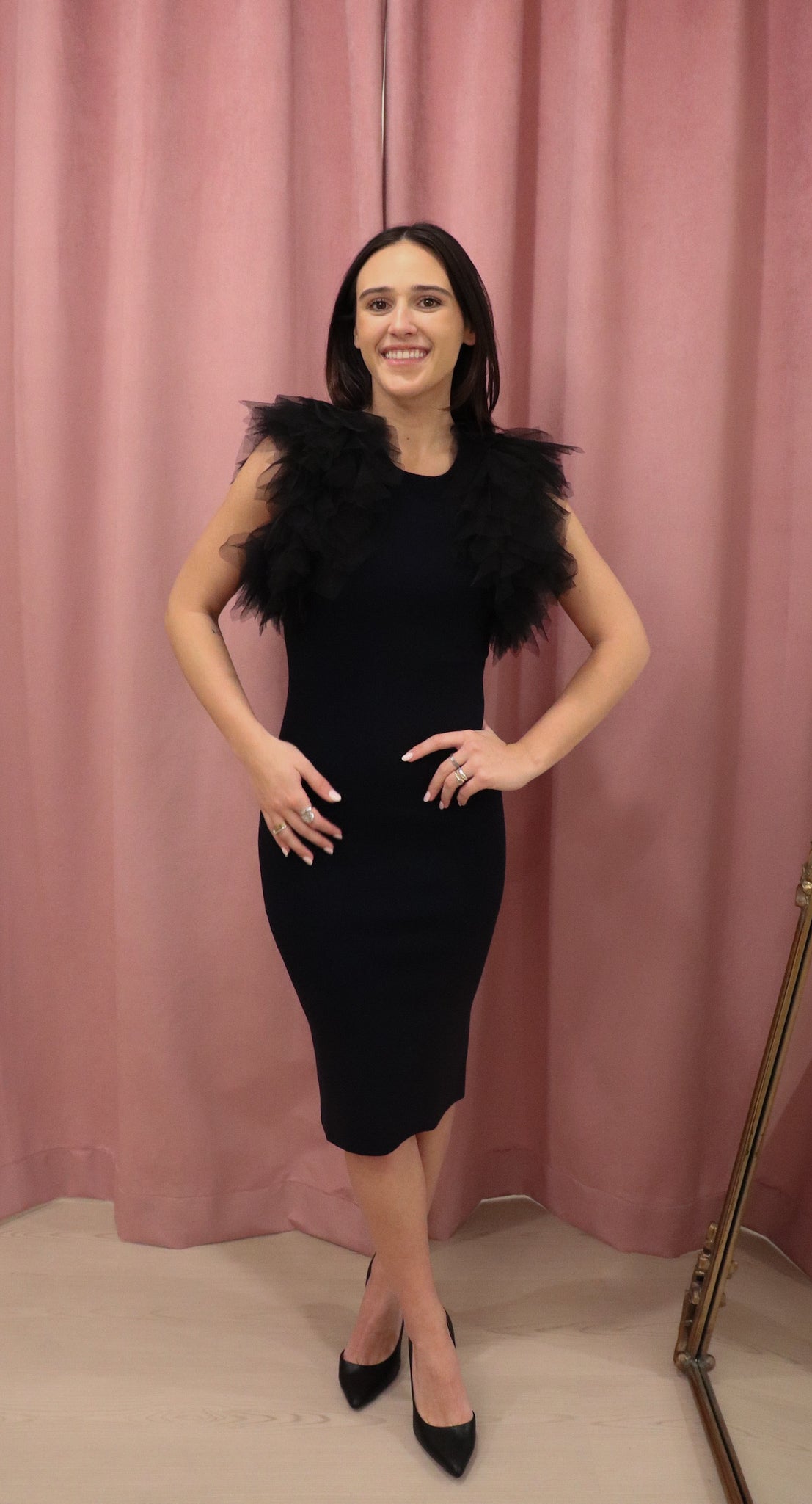 AUTUMN CASHMERE TANK DRESS W/ TULLE TRIM