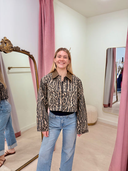 AFRM Wrenley Jacket in Camo Leopard