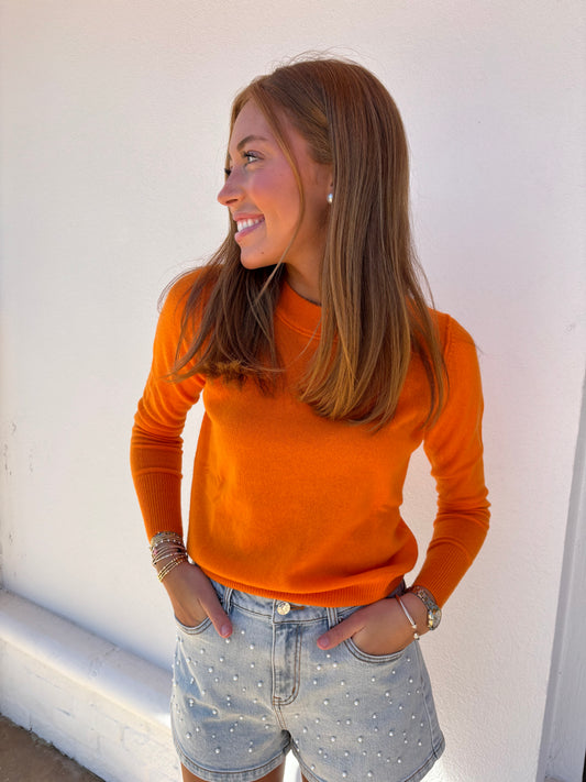 Autumn Cashmere Cropped Crew w Reverse Seams