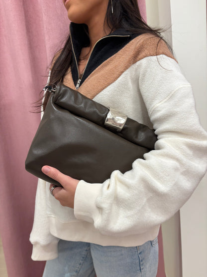 Staud Cuff Clutch in Truffle