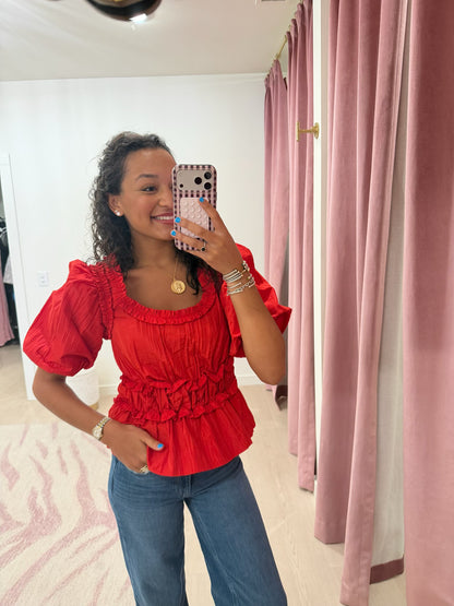 Damson Madder Everly Ruffle Blouse Top