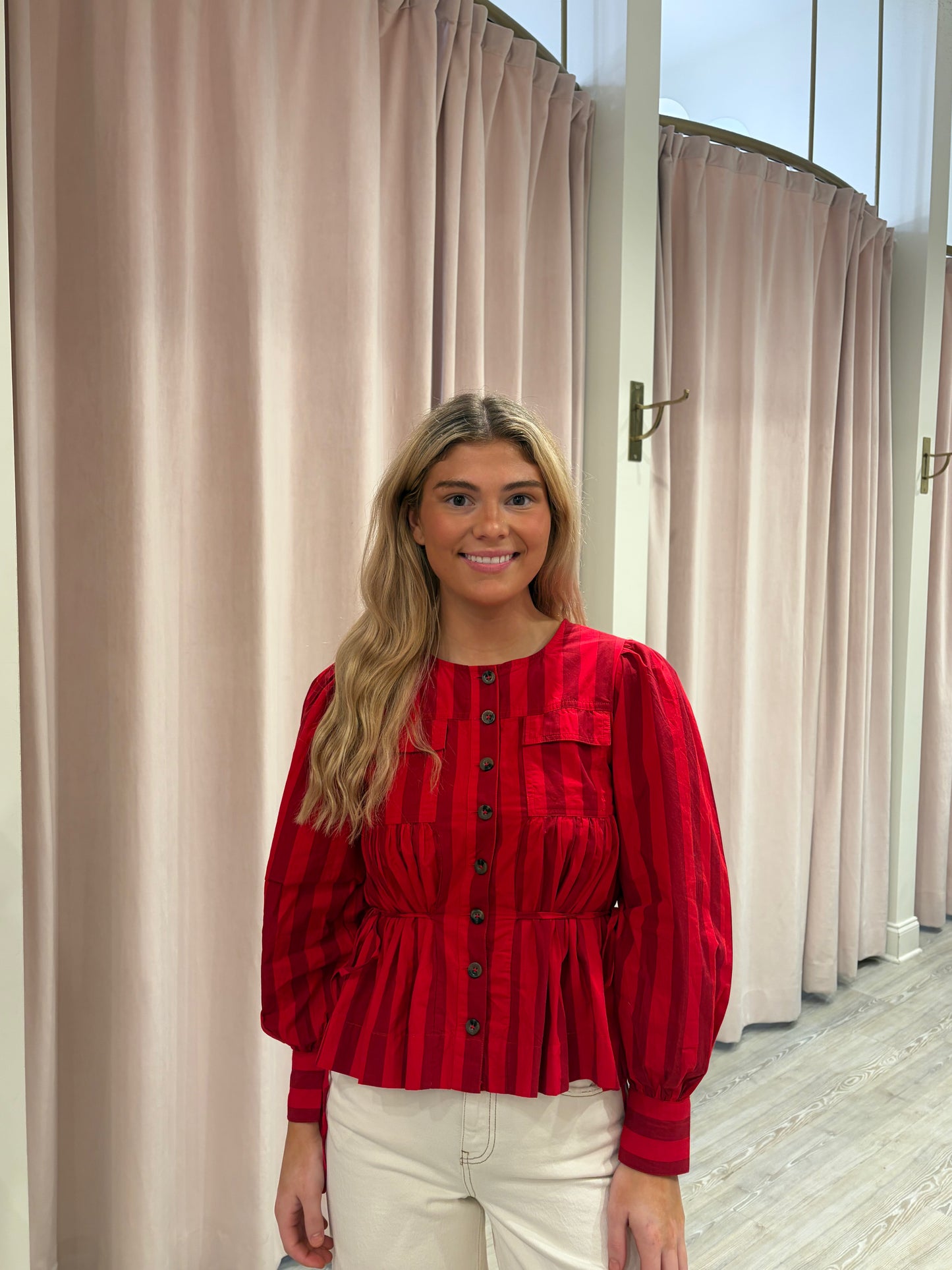 Damson Madder Charlize Blouse - Red Stripe