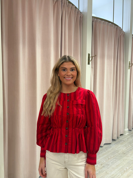 Damson Madder Charlize Blouse - Red Stripe