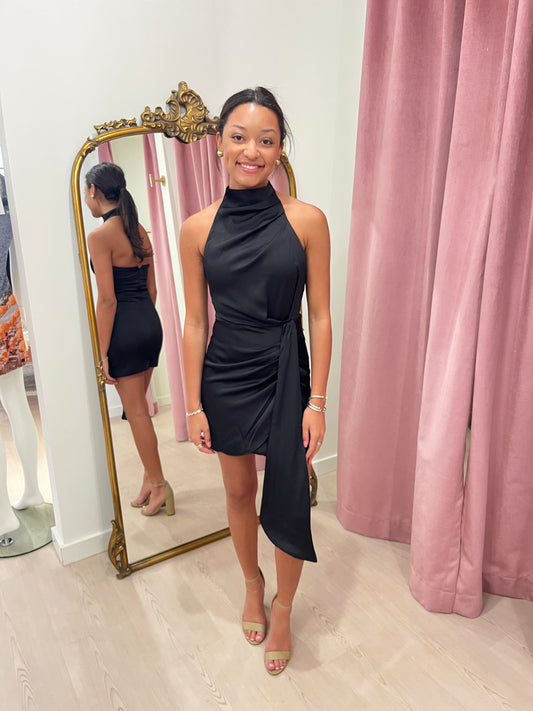 ELLIATT Myra Mini Halter Dress in Black