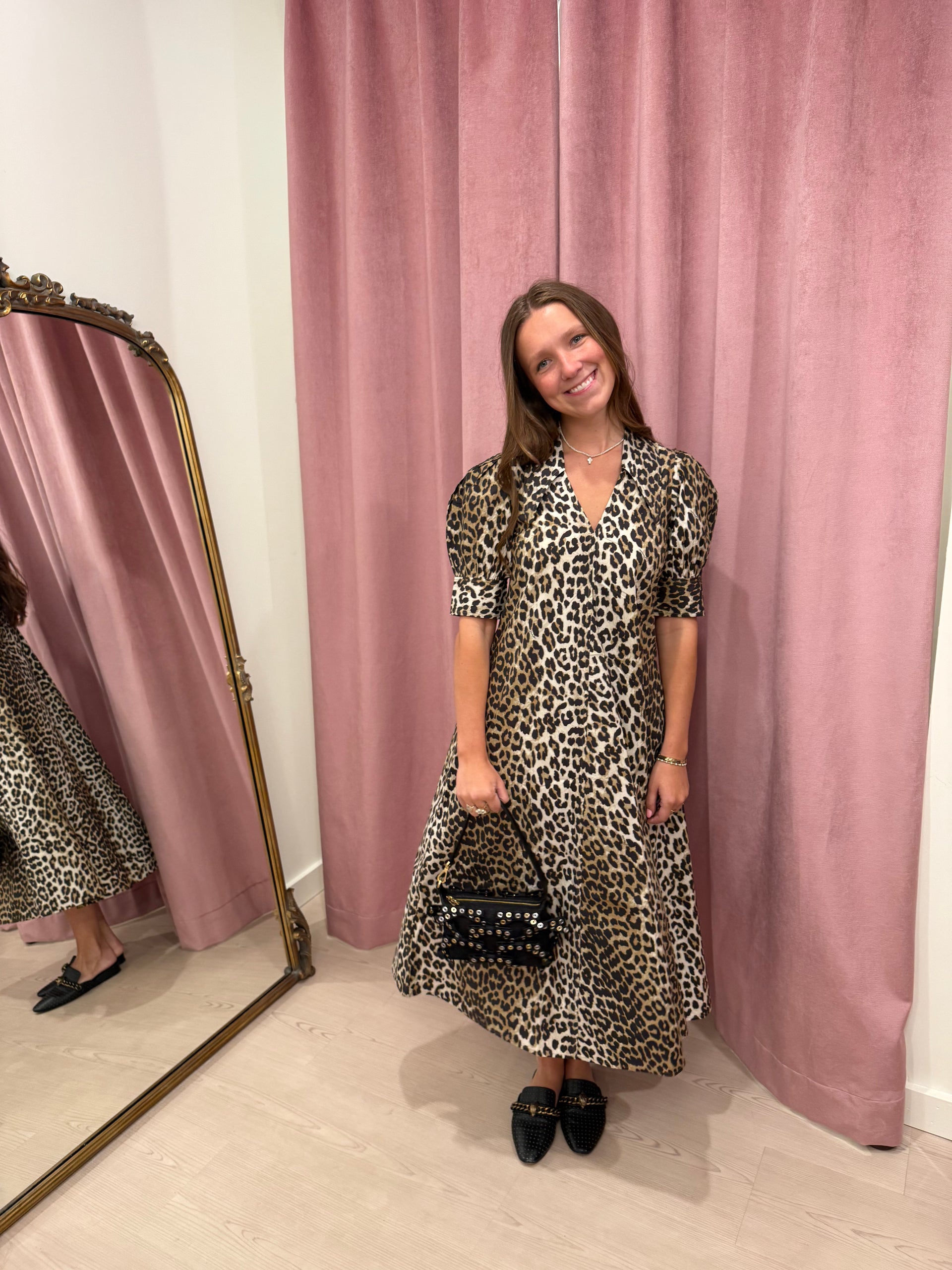LEOPARD COTTON POPLIN V-NECK MAXI DRESS – Shop at the Mix
