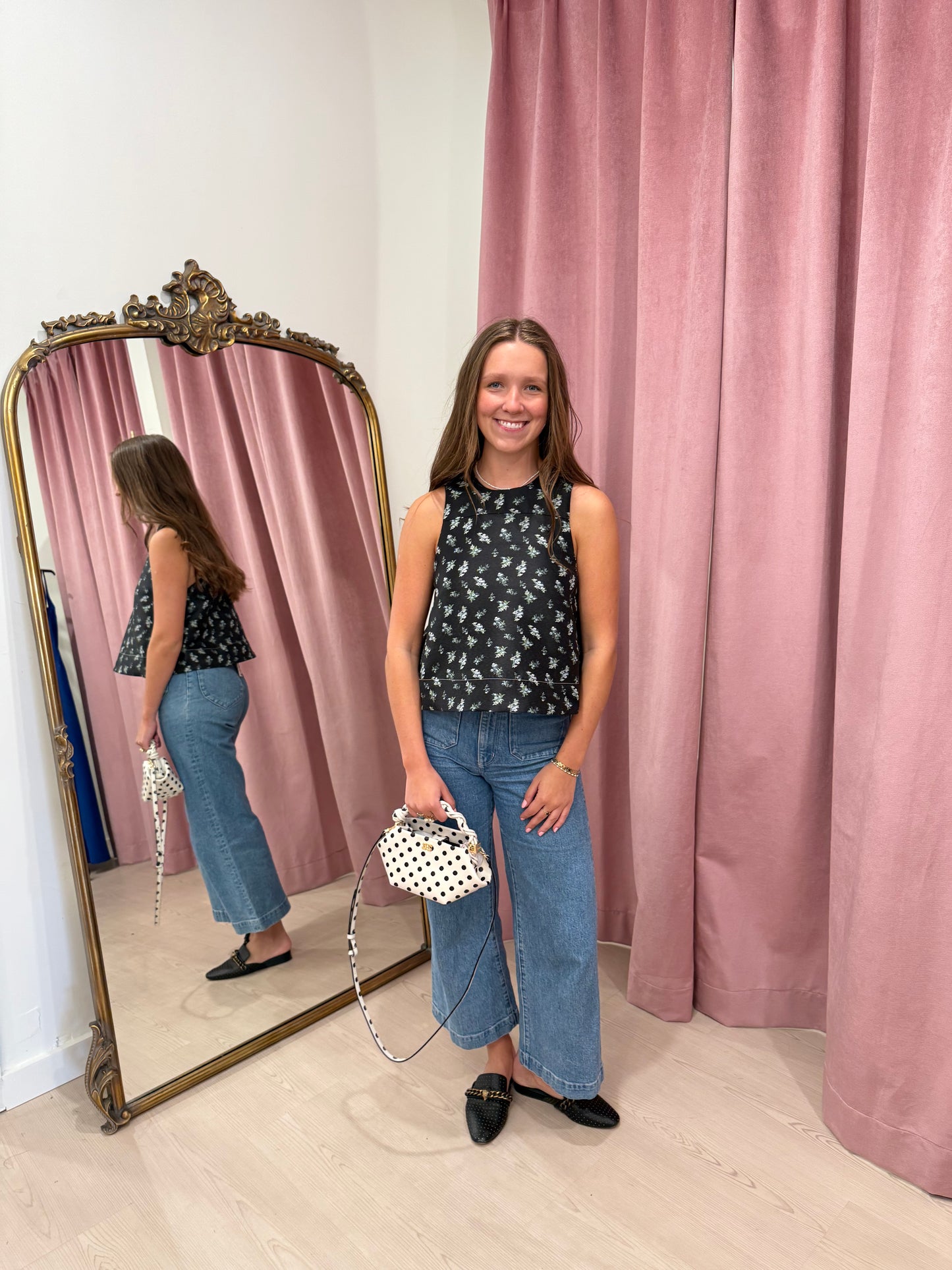 Ganni FLORAL JACQUARD SLEEVELESS TOP