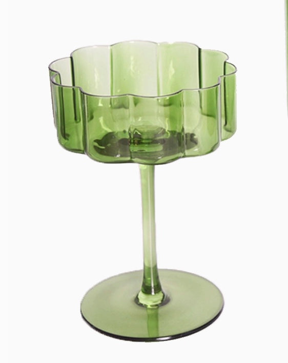 Image of Green Flower Coupe Glass