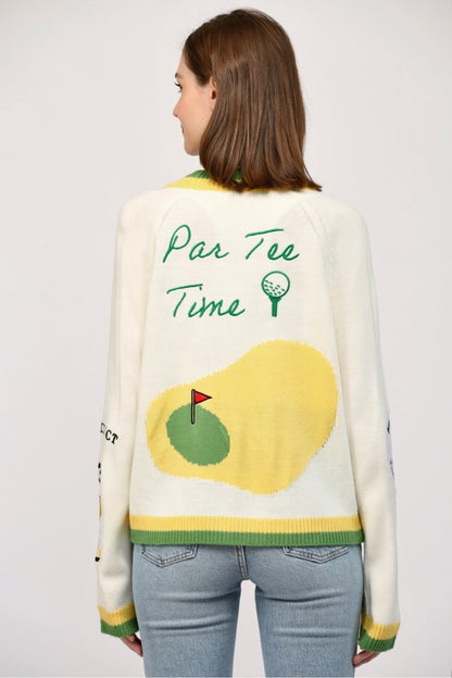 Golf Embroidered Patch Cardigan