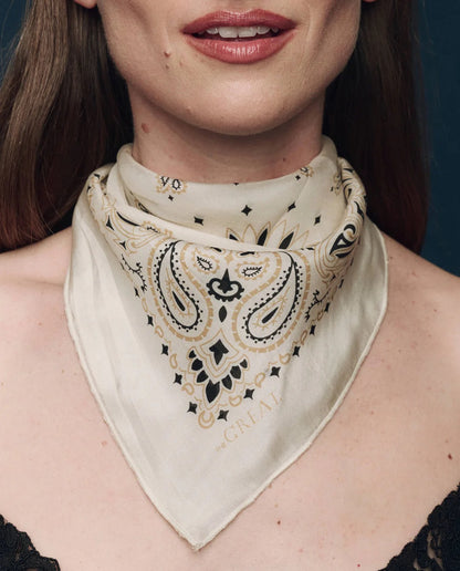 THE GREAT Silk Bandana - Cream