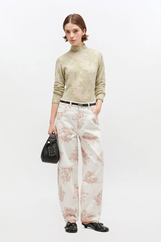 Ganni Floral Printed Stary Jeans