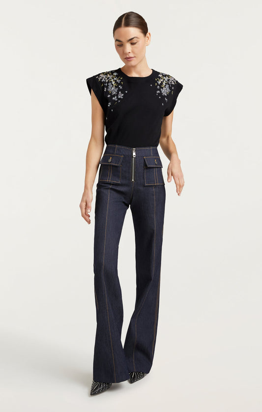 Cinq a Sept LILAC VINE EMBELLISHED BELLA TEE