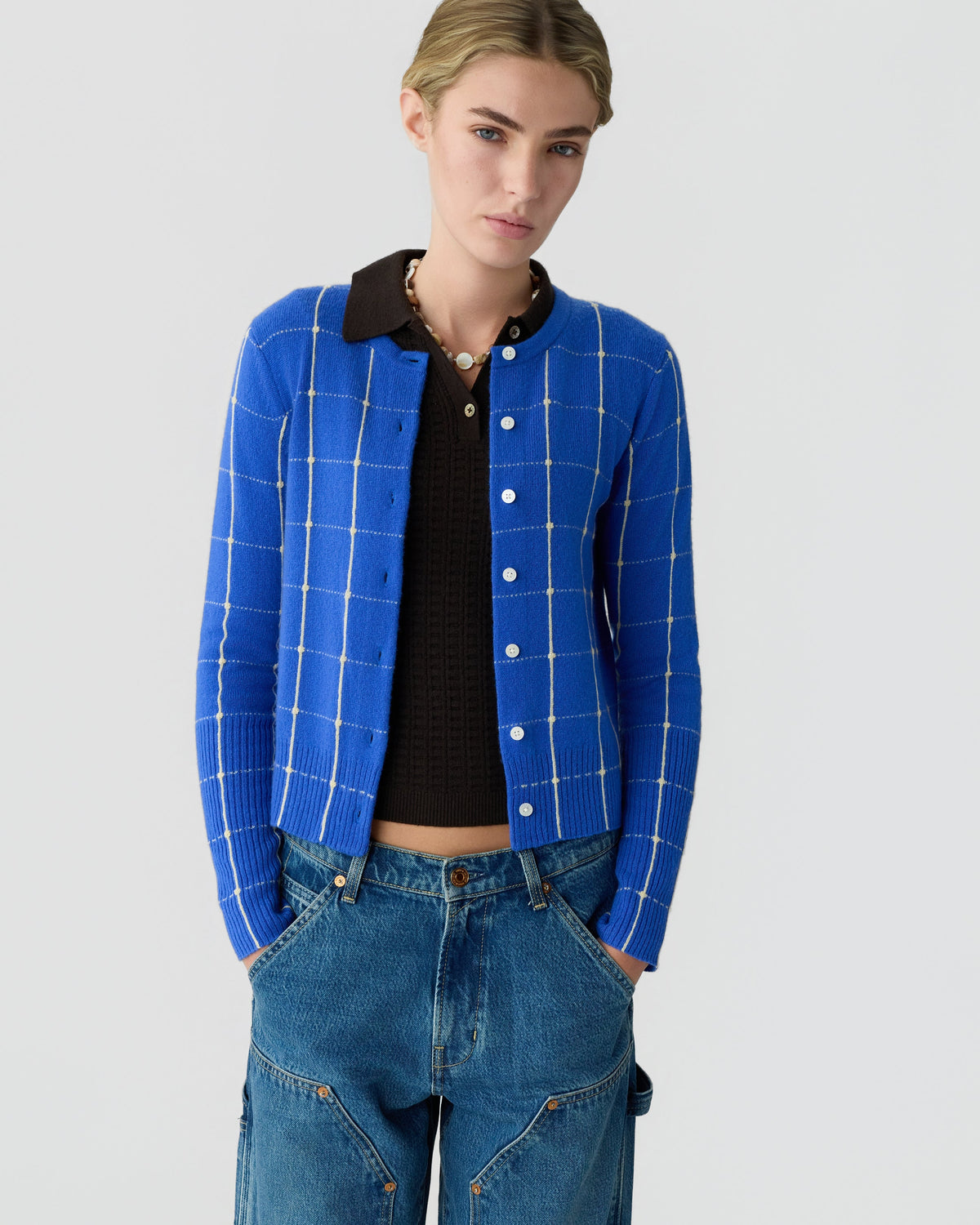 Guest in Residence Jane Checker Cardigan