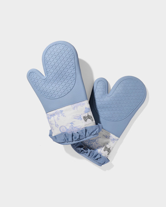 Friend of Mine Oven Mitts - Blue Toile