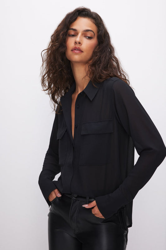 Good American Sheer Woven Shirt