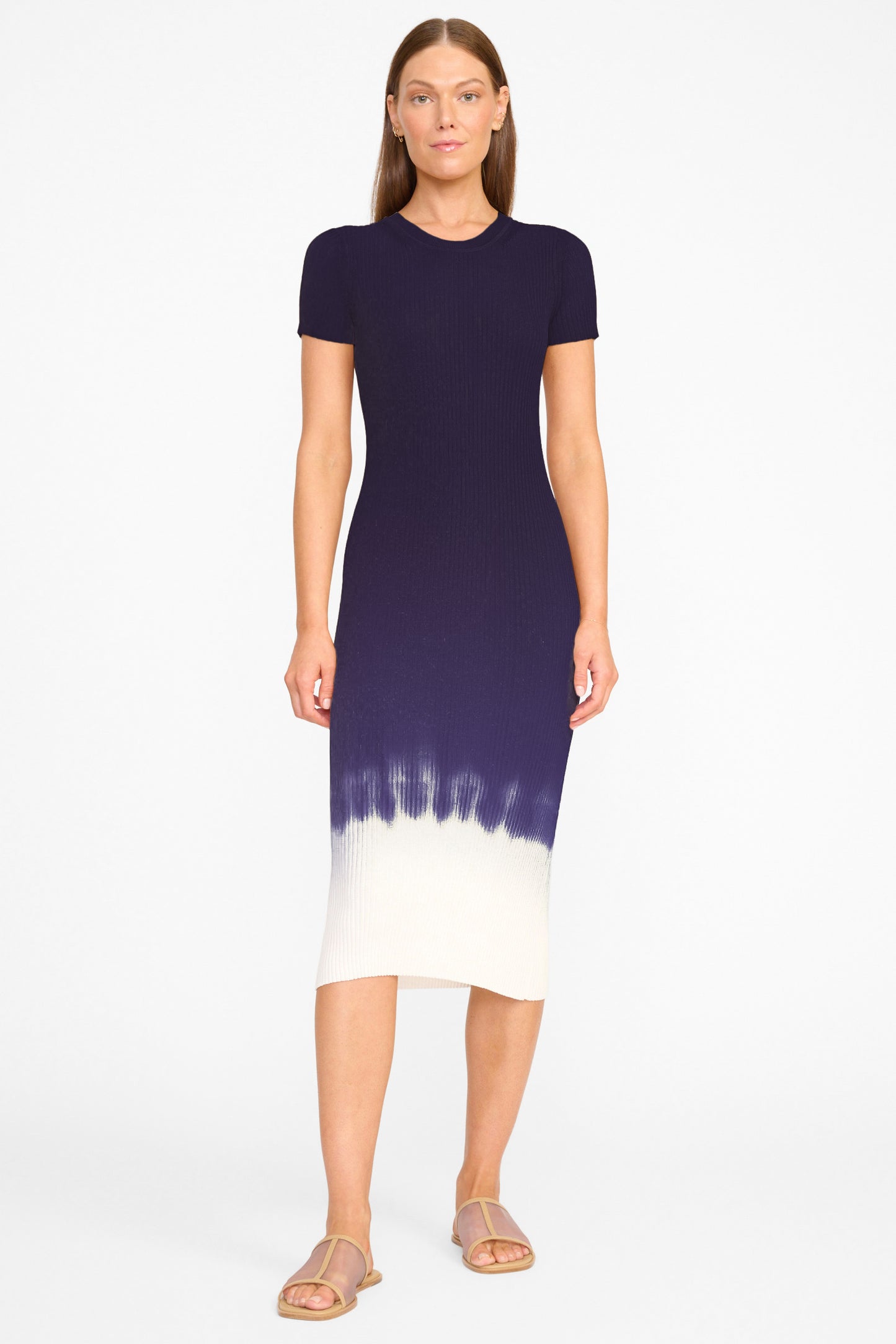 Staud Colleen Navy Tie Dye Dress