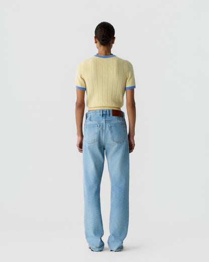 Guest In Residence Rib Ringer Tee Butter/Delft Blue