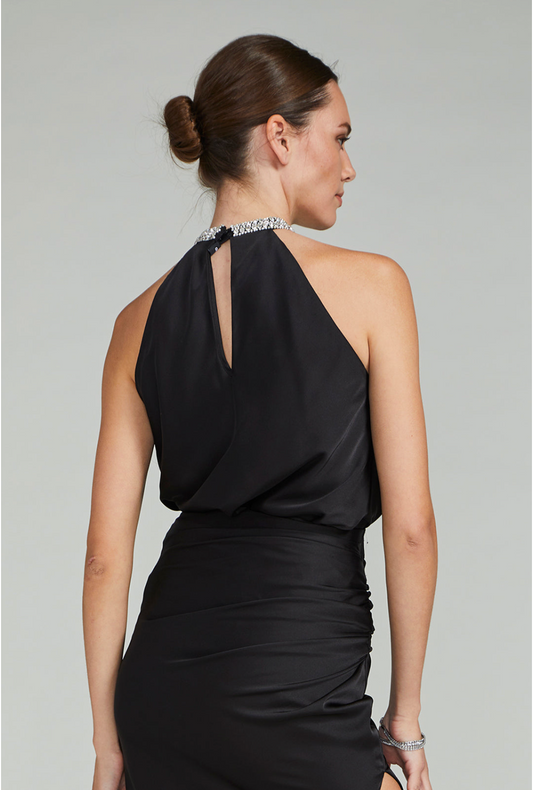 Generation Love Ellis Satin Halter Top - Black