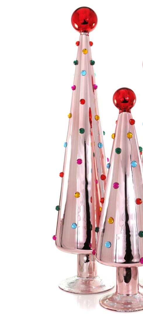 DECORATED DOTTED TREES-PINK SET OF 2