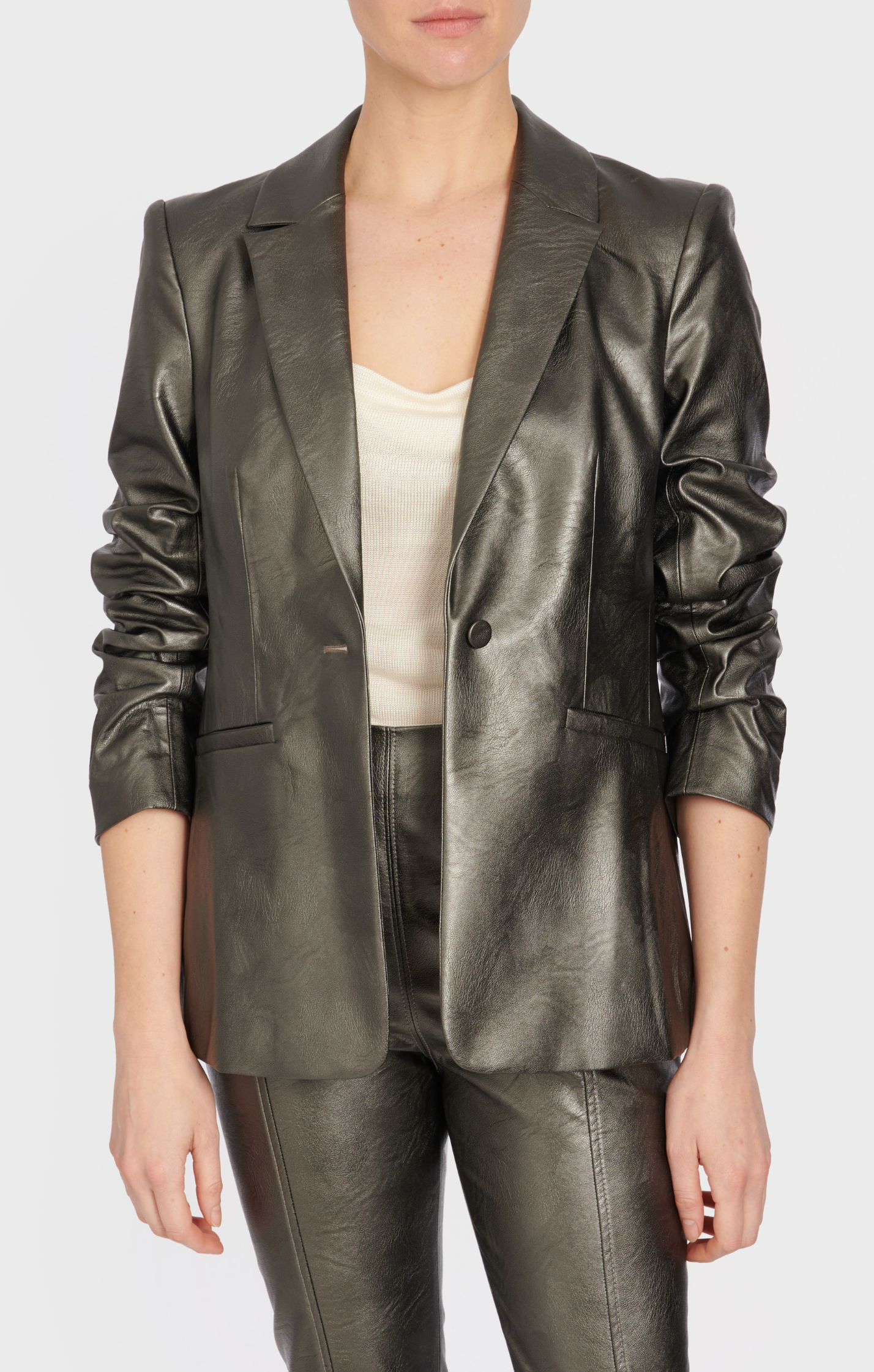 Cinq a Sept Metallic Leather Kylie Jacket