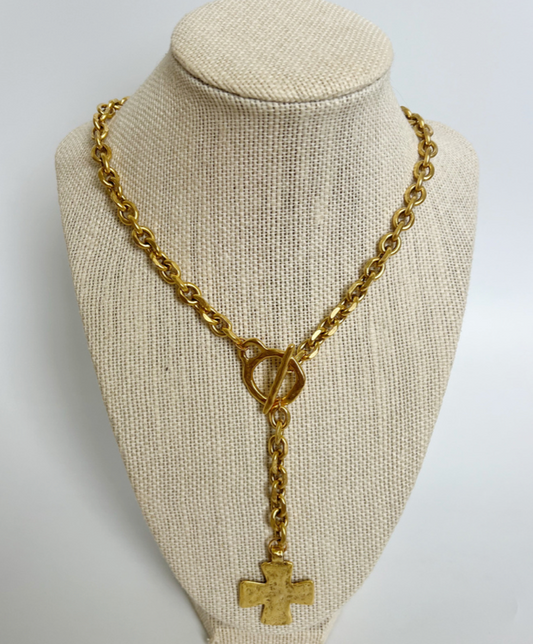 M Designs Jewelry Hammered Cross Drop