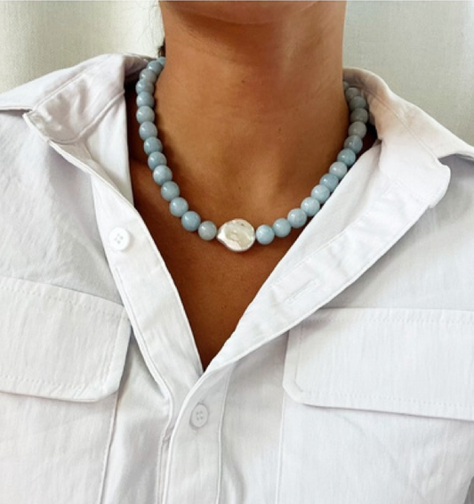 M Designs Jewelry Blue Coin Pearl