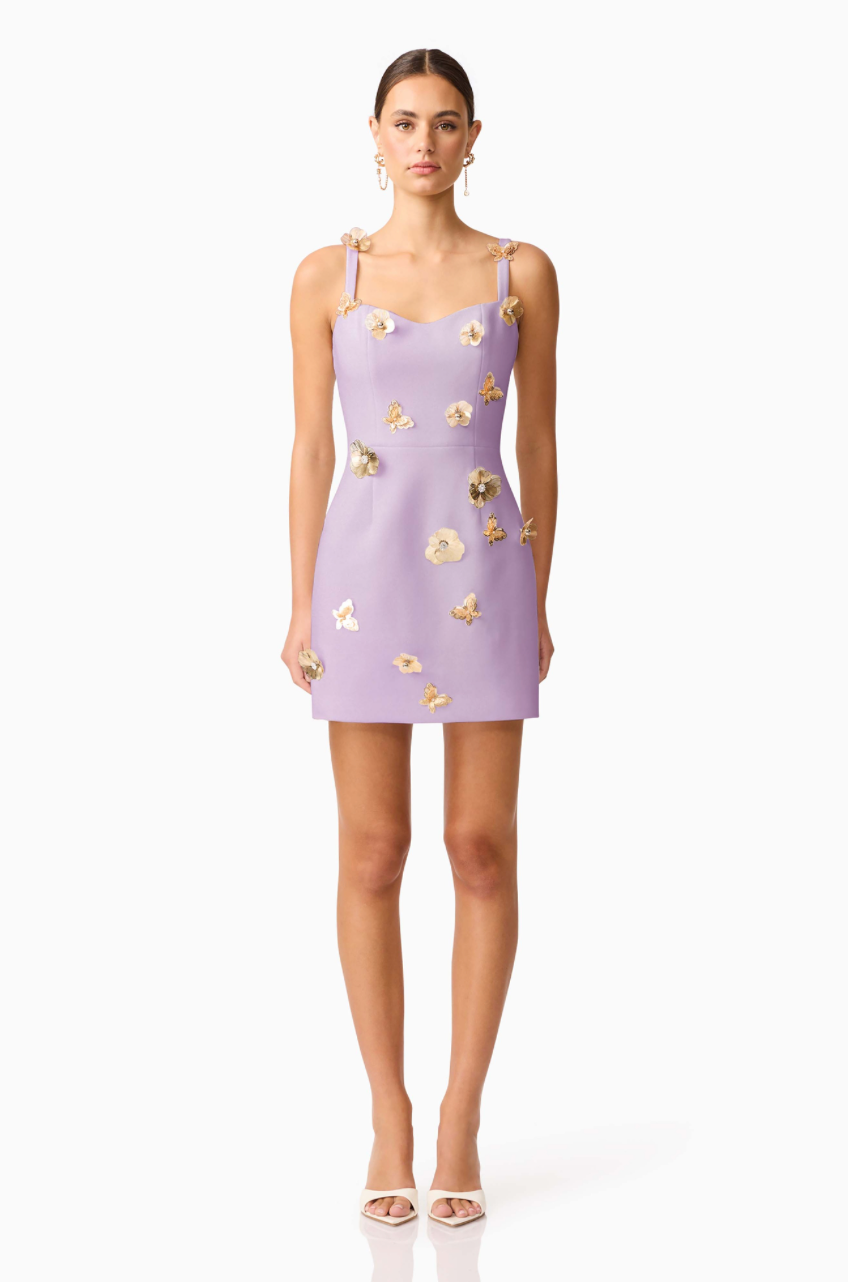 Elliatt Mira Sweetheart Mini Dress in Purple