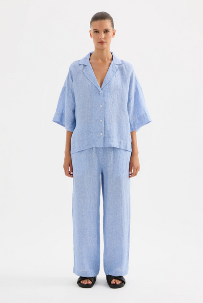 NudeLucy Lounge Stripe Linen Long Shirt