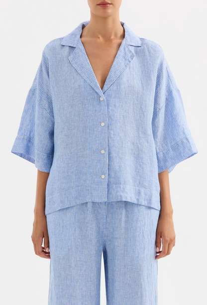 NudeLucy Lounge Stripe Linen Long Shirt