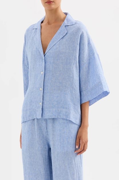 NudeLucy Lounge Stripe Linen Long Shirt