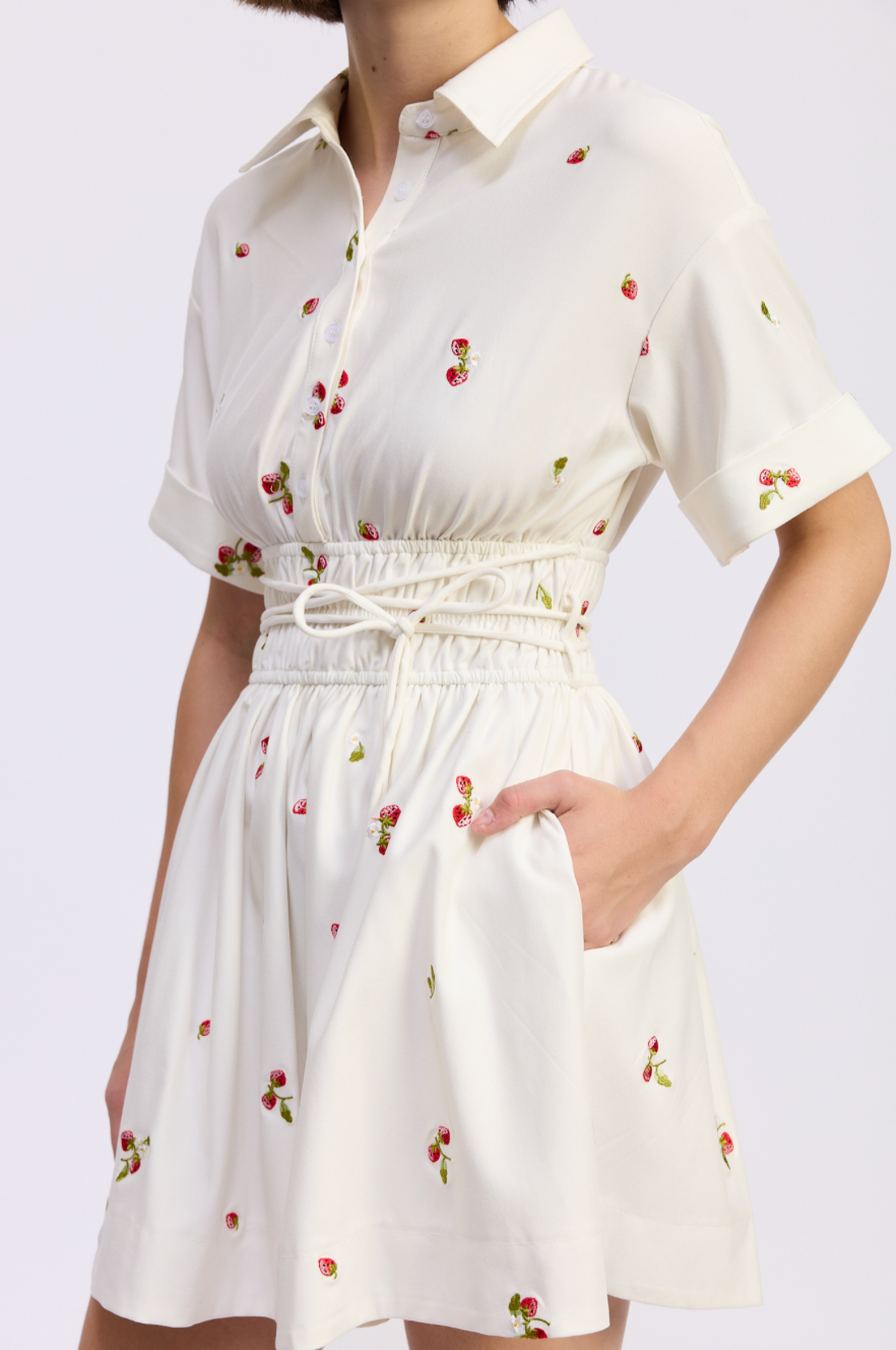En Saison Strawberry Kiss Mini Shirt Dress