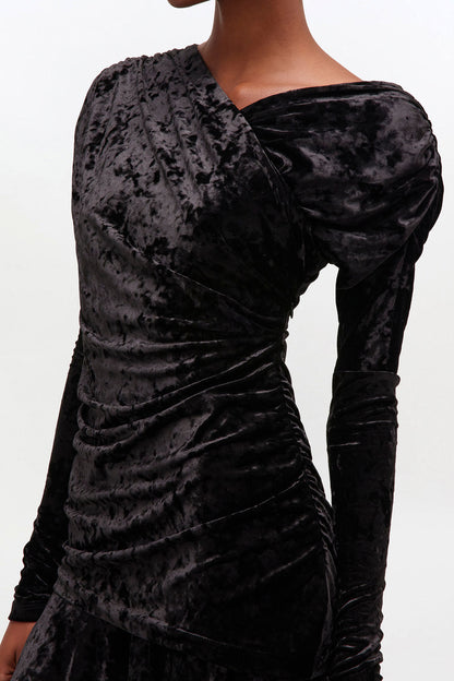 Ganni Black Ruched Mini Dress