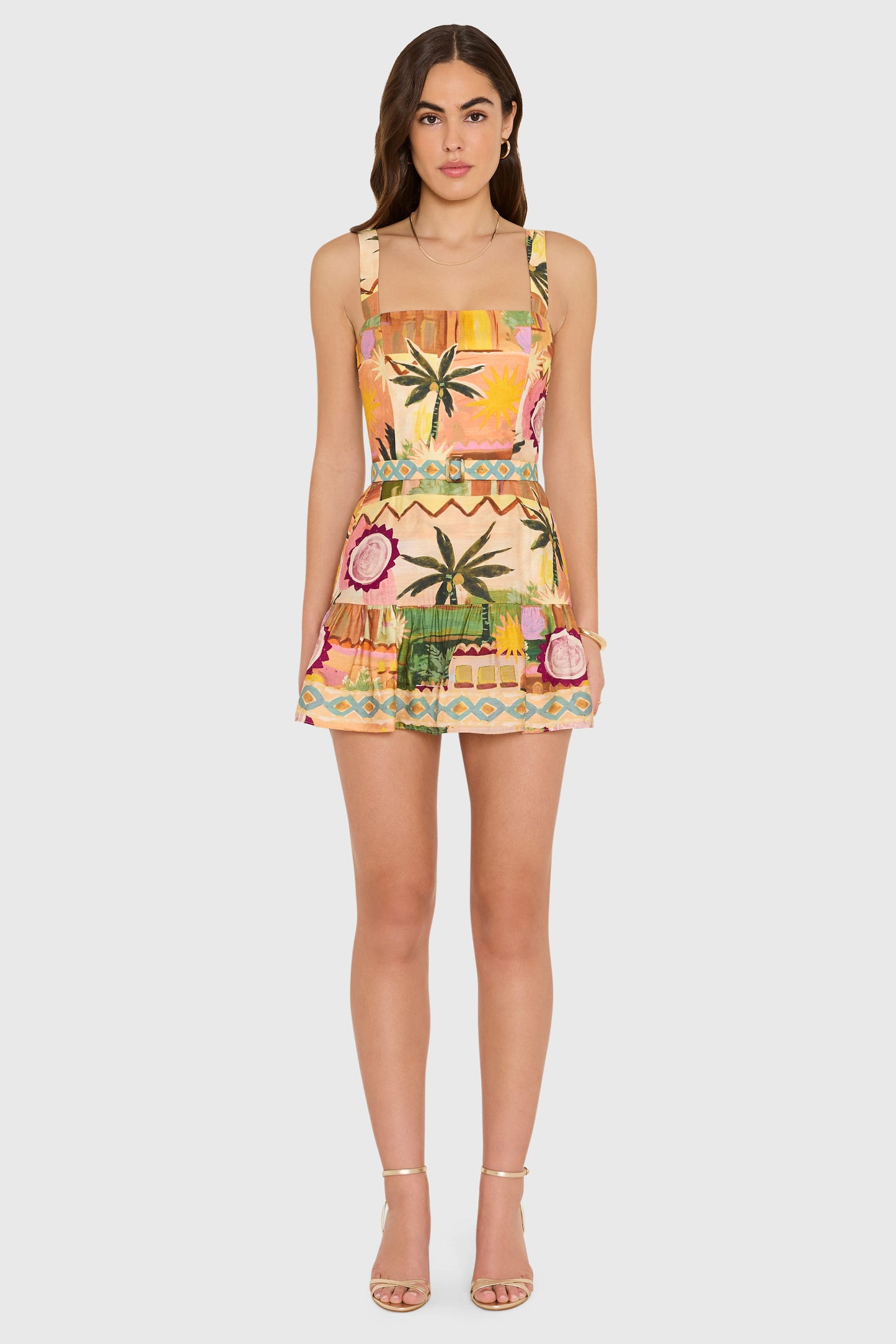 Amanda Uprichard April Romper in Palm Sprints