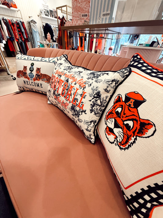 Football Toile in the Fall Piped Pillow